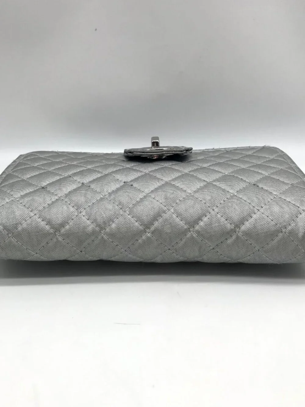 Vera Bradley Silver Microfiber RFID Turnlock Wallet